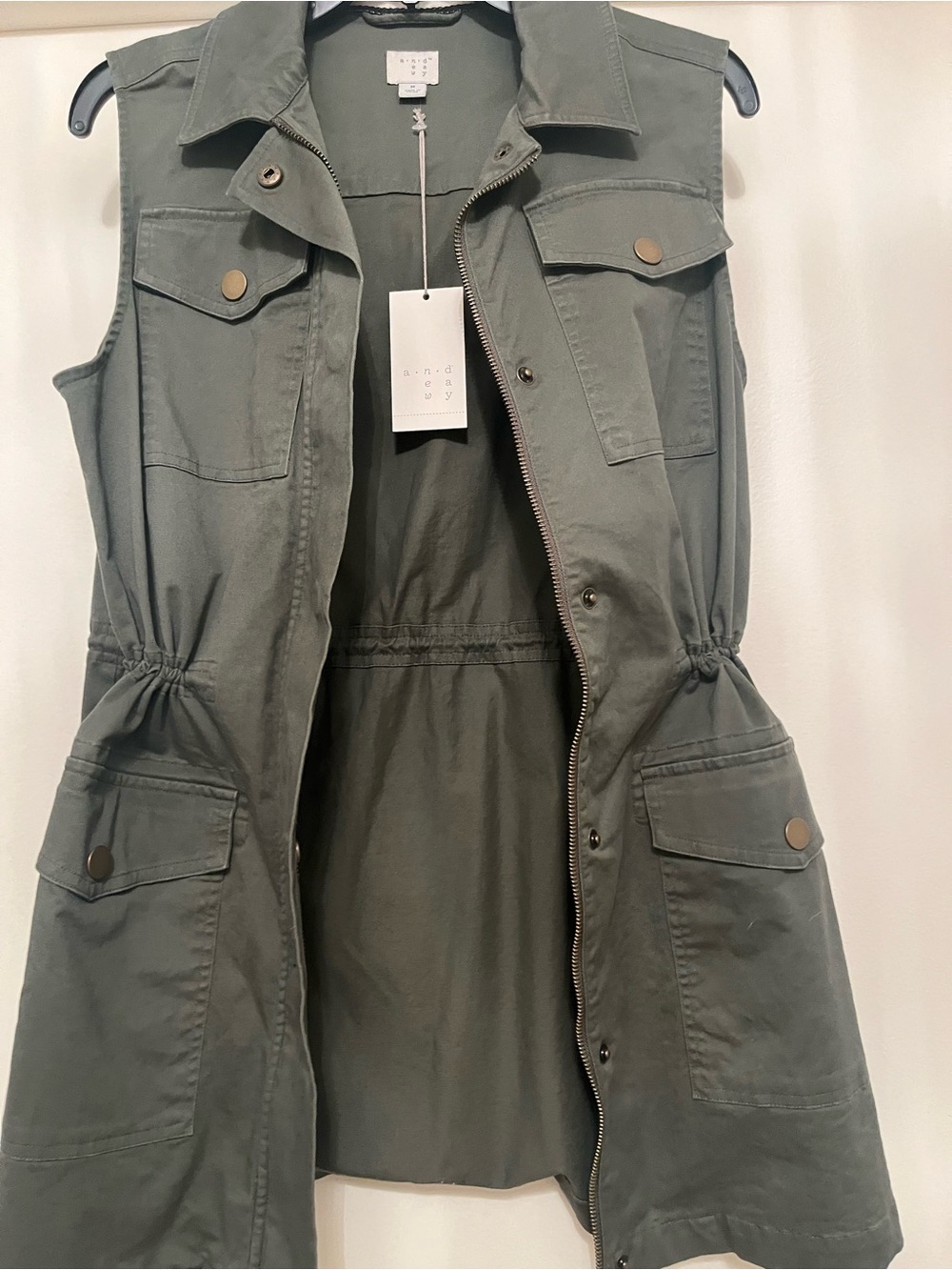 A New Day Sleeveless Utility Jacket Vest in Olive Green